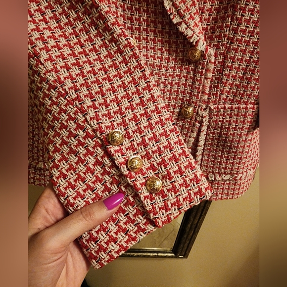 Cyrus red tweed double breasted blazer - Picture 3 of 5